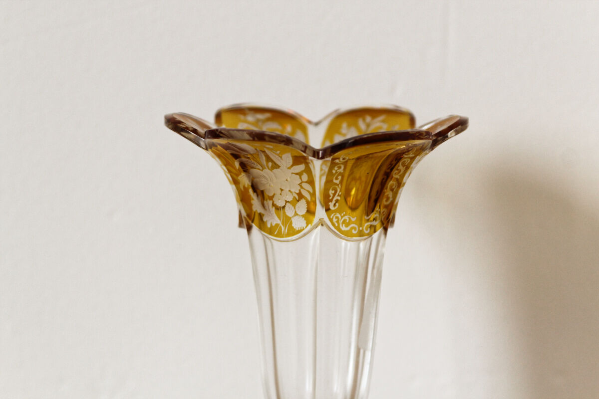 Bohemian crystal cornet vase