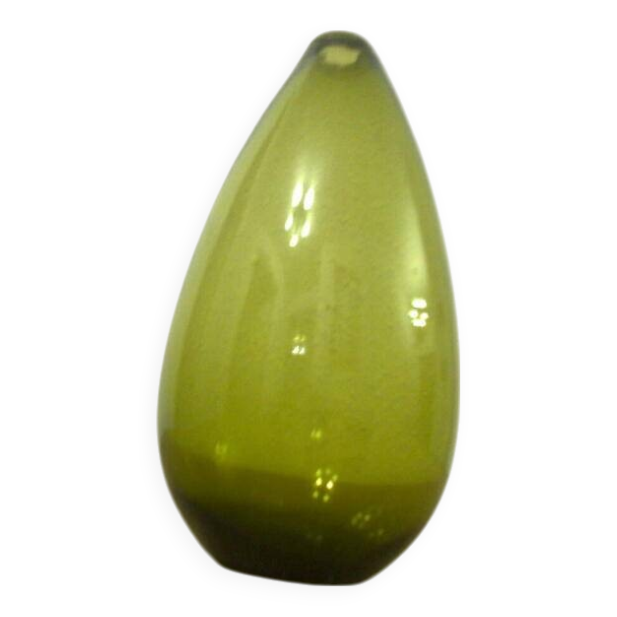 drop-shaped soliflore vase, green glass