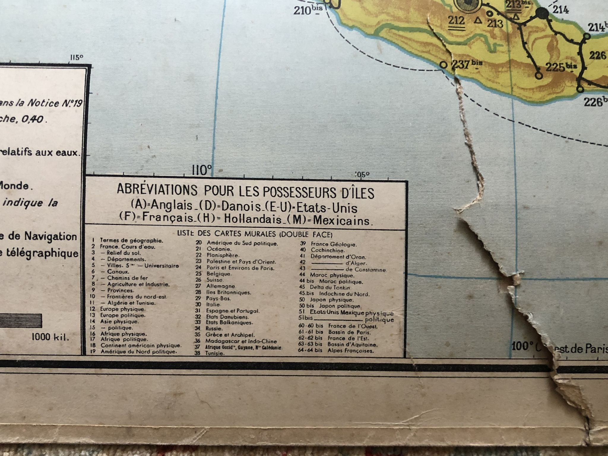 Carte pédagogique Amérique du Nord politique juin 1950