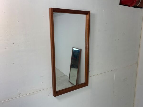 Miroir Rectangulaire scandinave Vintage En Teck Du milieu Du Siècle, Années 1950