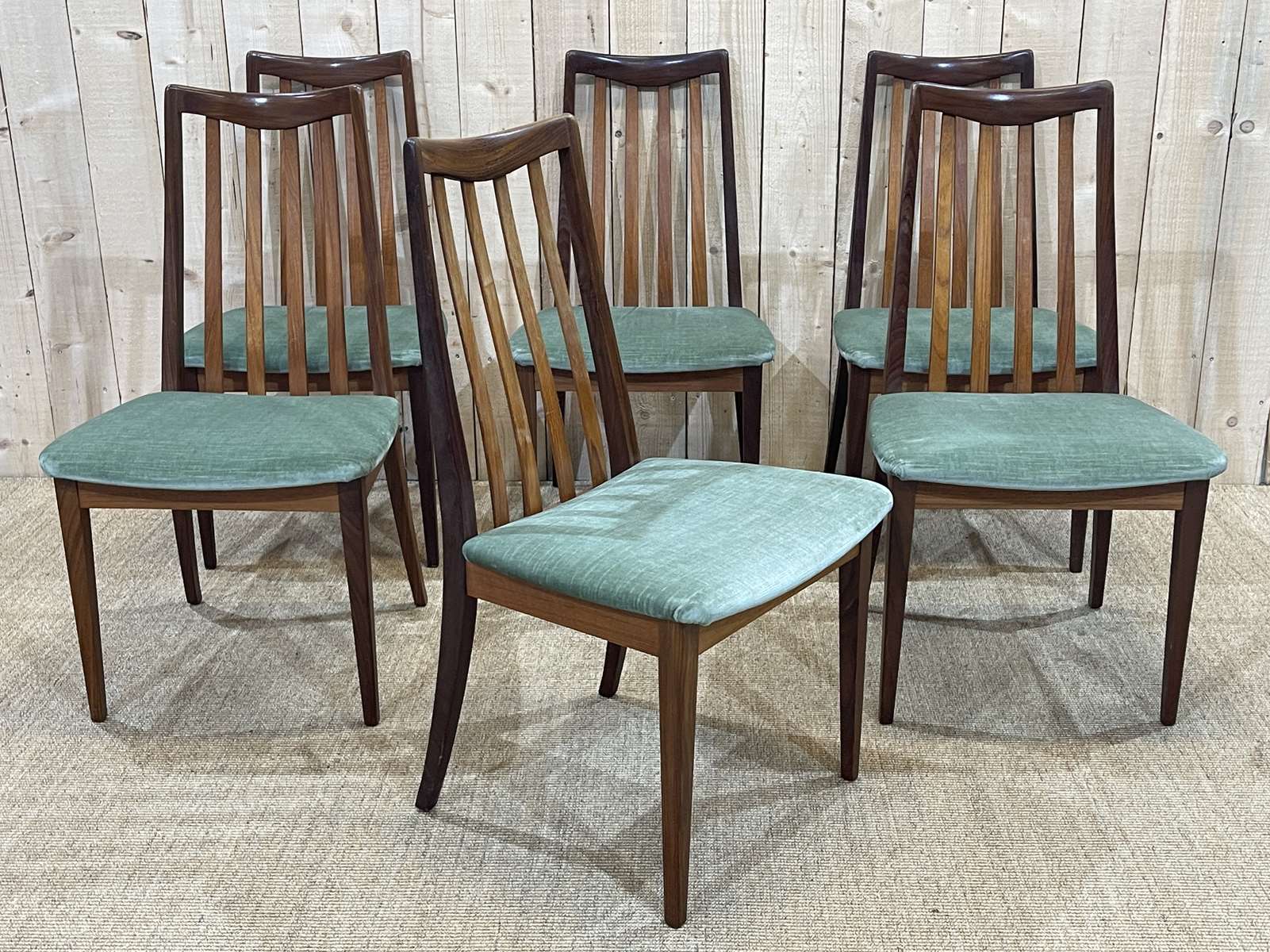 Suite of 6 chairs of the brand GPlan of the 70s in teak