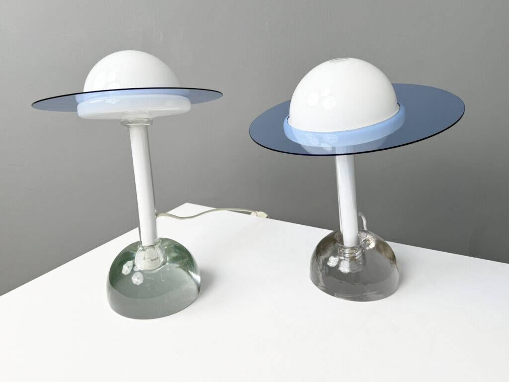 Pair of "Plutone" glass table lamps, model 2701, by Daniela Puppa for Fontana Arte, Italy, 1981