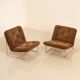 Pair of brown "666" low chairs by Kho Liang for Artifort 70's