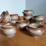 Soup bowls and cups in Puisaye stoneware by Jean-Pierre Prud'homme