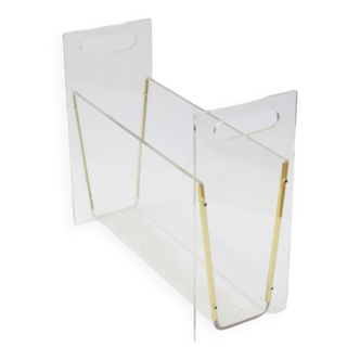 Vintage lucite magazine stand, Hollywood Regency 1970s