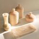 Mid Century Pink Alabaster Vanity or Bathroom Set, Handmade in Spain ci. 1960s