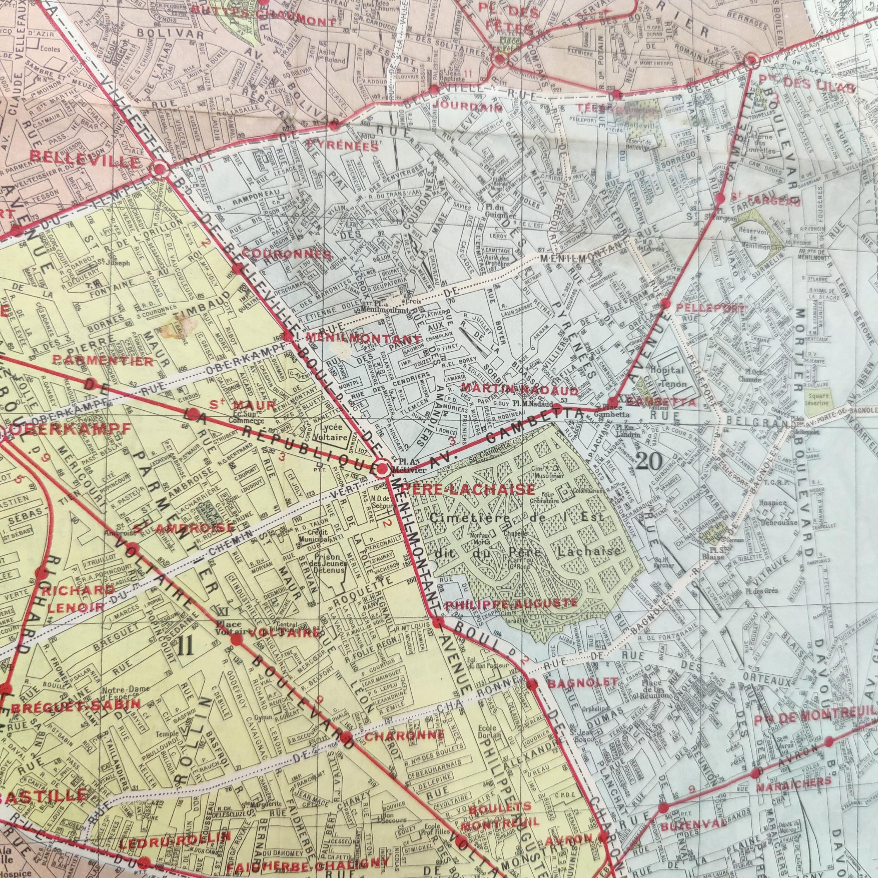Carte vintage Paris et ses quartiers 1970