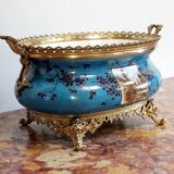 Planter in glazed porcelain and gilded bronze late nineteenth