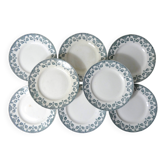 Terre de fer 8 assiettes plates Art Déco modèle NORMAND