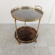 Italian goatskin and parchment serving bar cart