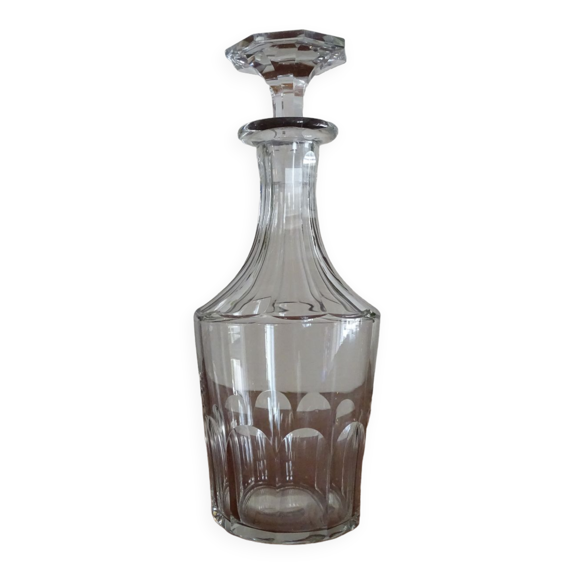 Crystal decanter Saint Louis / Baccarat - Cato flat ribs - Epoch XIXth - 21 cm
