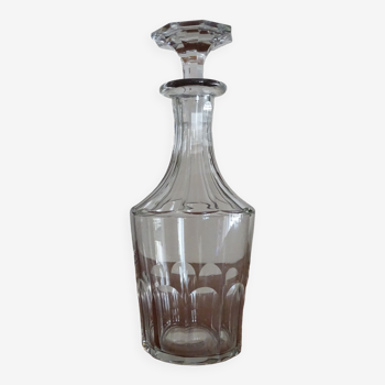 Crystal decanter Saint Louis / Baccarat - Cato flat ribs - Epoch XIXth - 21 cm
