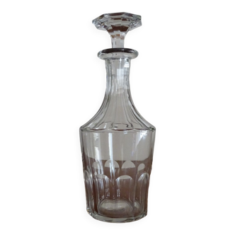 Crystal decanter Saint Louis / Baccarat - Cato flat ribs - Epoch XIXth - 21 cm