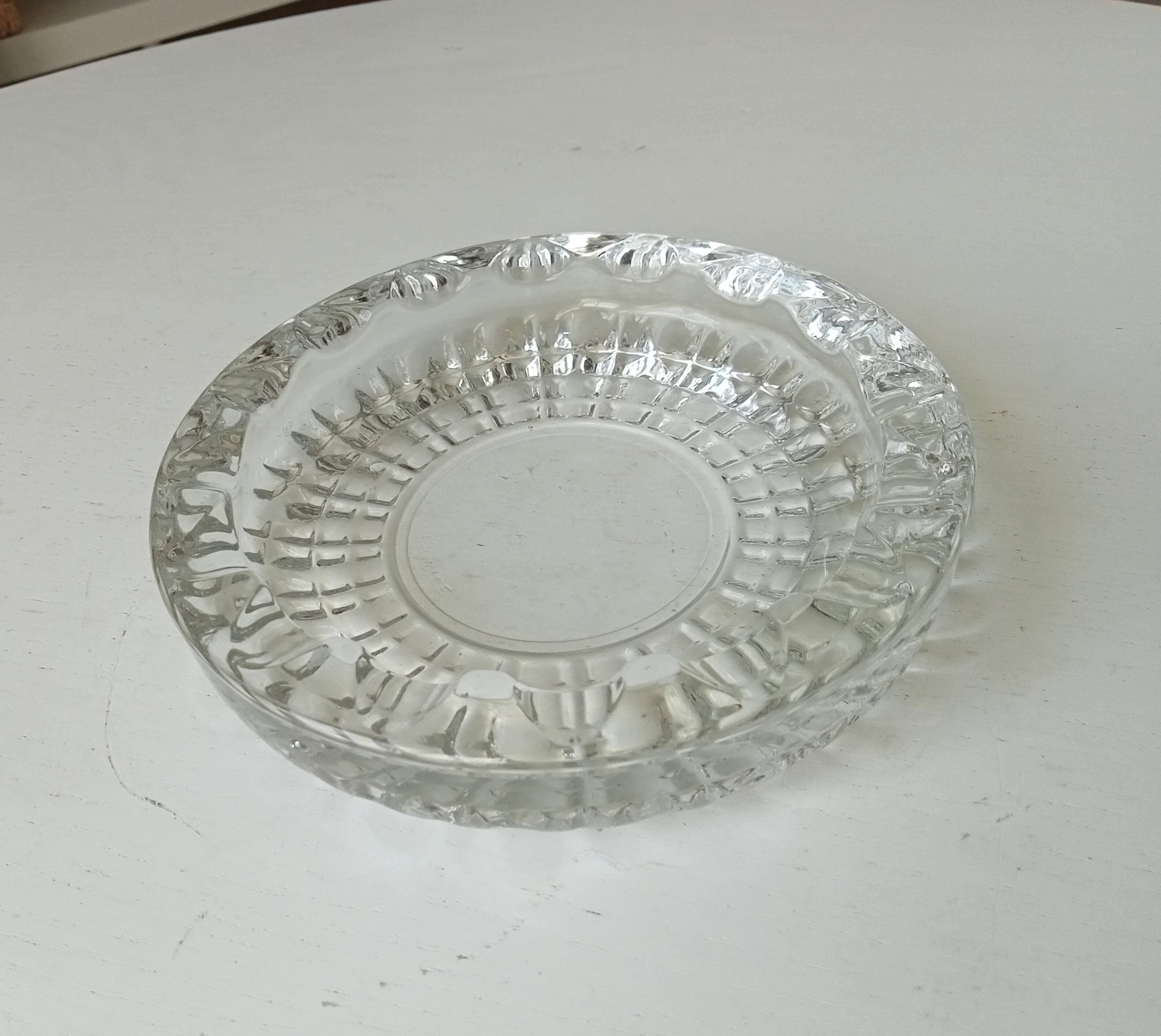 Large vintage molded glass ashtray