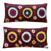 Set of 2 vintage embroidered cushion covers 38x84 cm