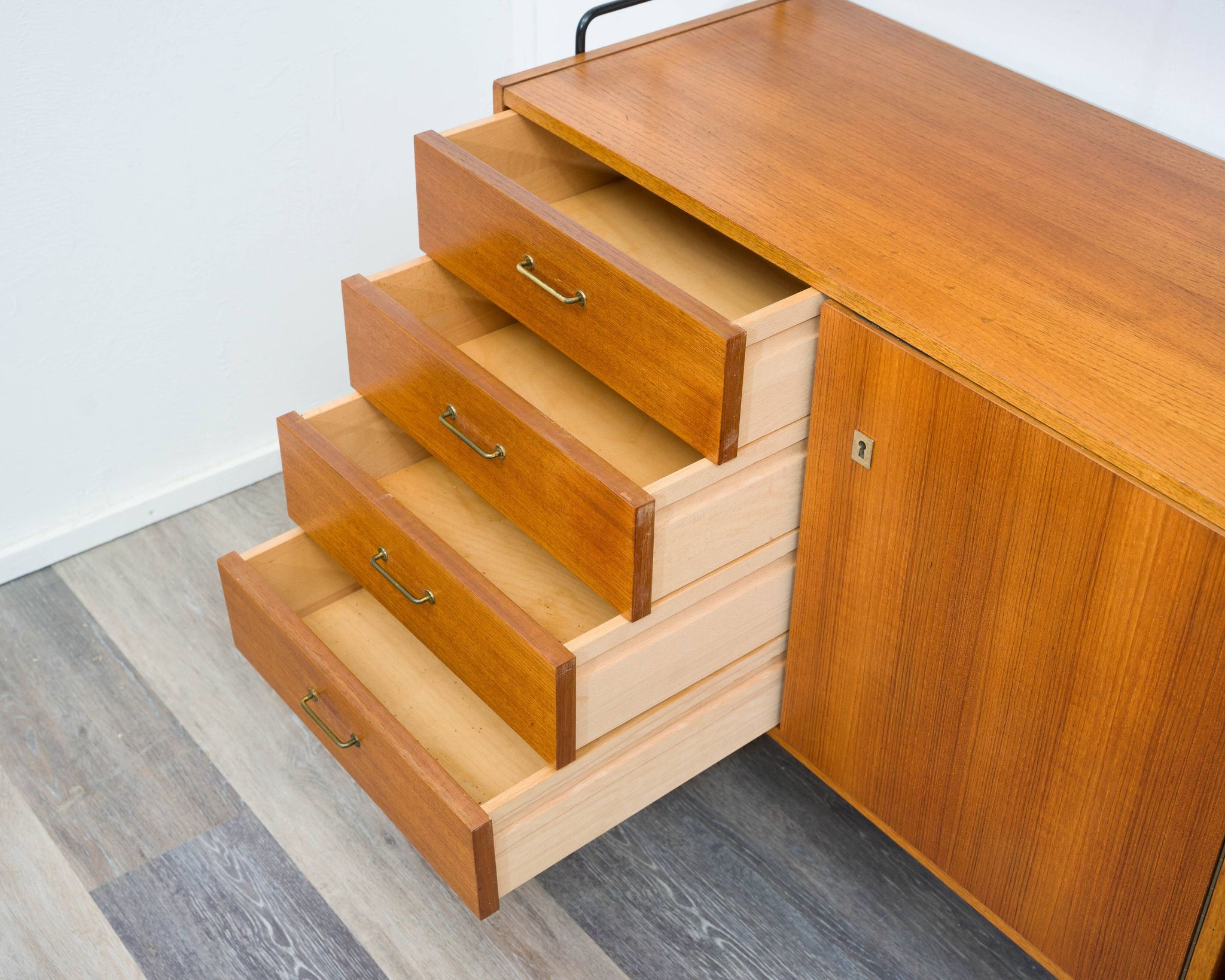Mid-century teak shelf, designed by Hilker for Omnia, Germany, 1960s