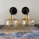 Pair of vintage amber glass wall lights