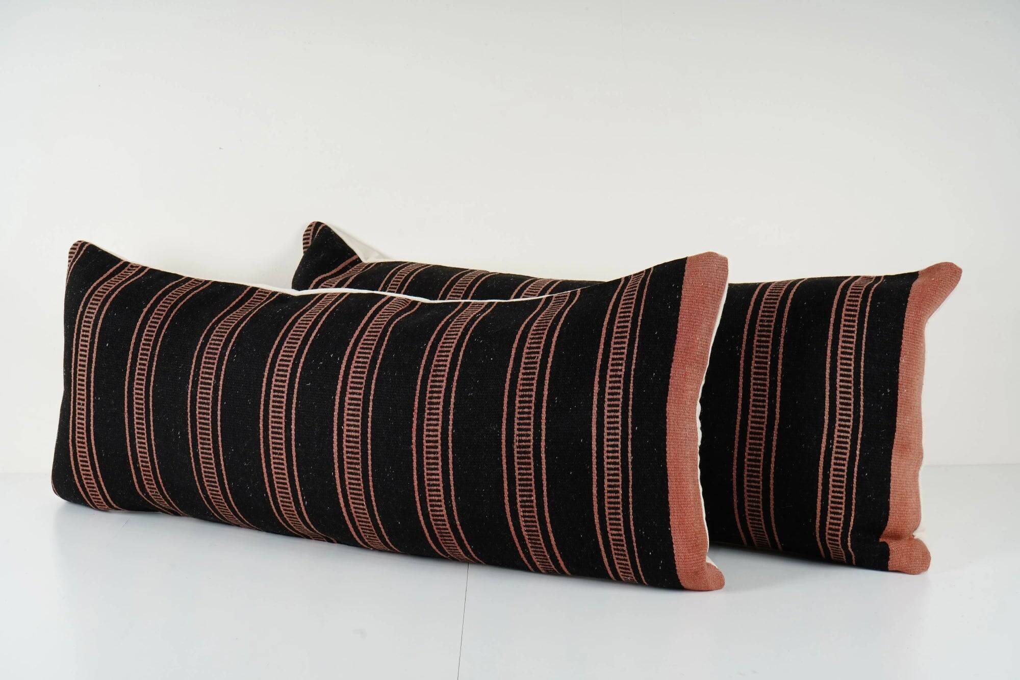 Lot de 2 housses de coussin kilim vintage 41x102 cm