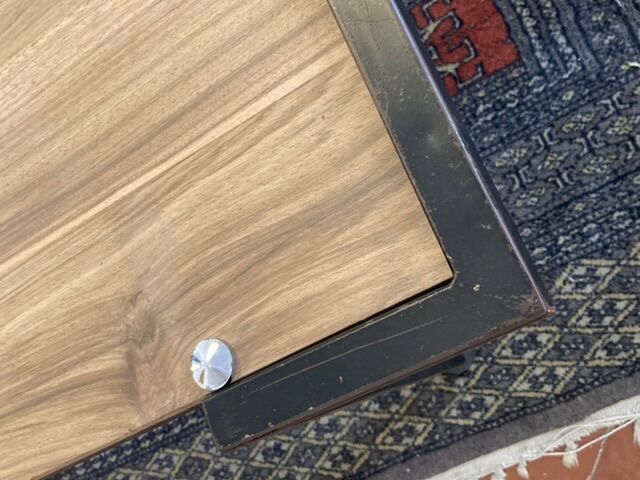 Steiner steel and walnut coffee table