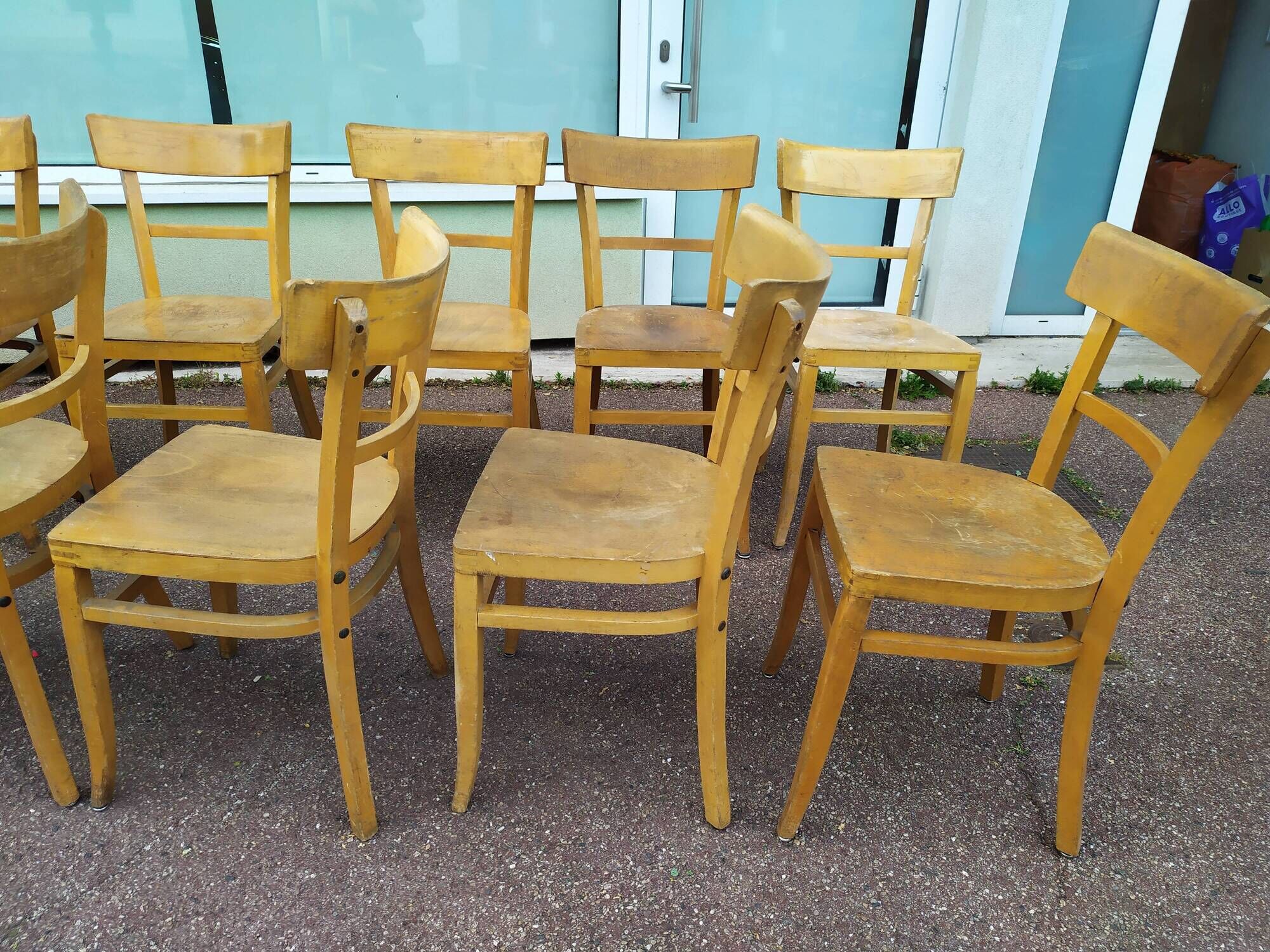 Lot de 12 chaises de bistrot bar bois vintage luterma