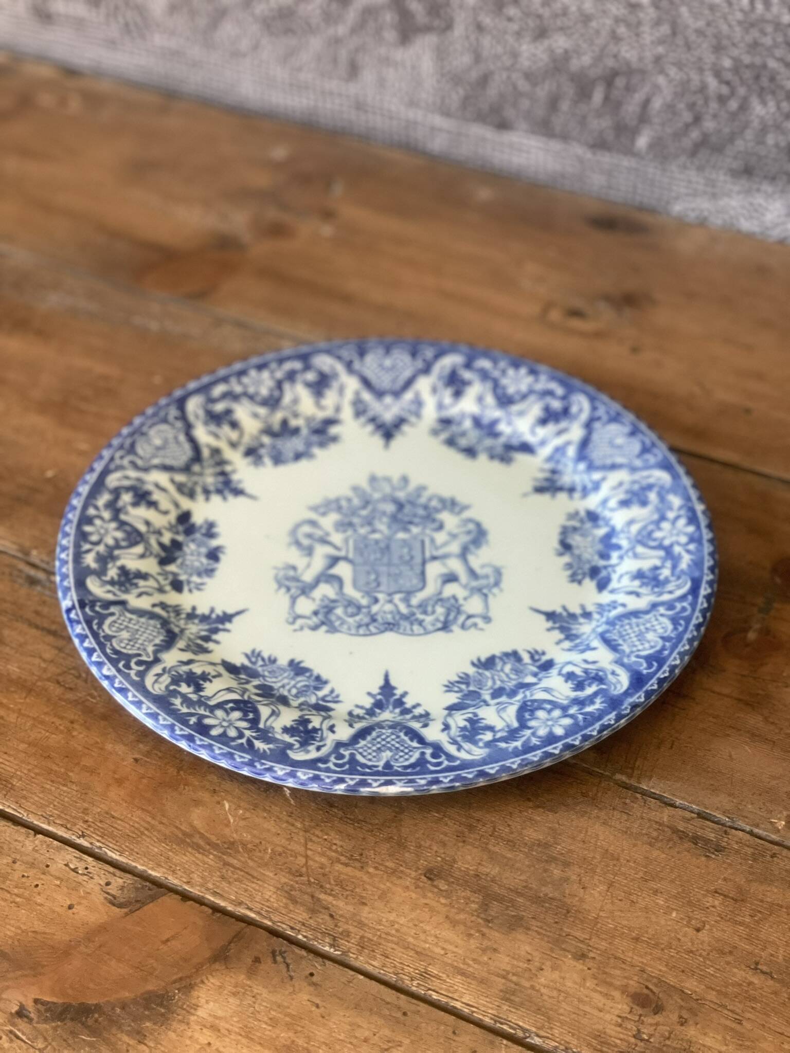 Large plate with A. Clain & Perrier Fils coat of arms