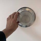 Vintage modernist wall lamp, chrome and sandblasted glass, France 1930