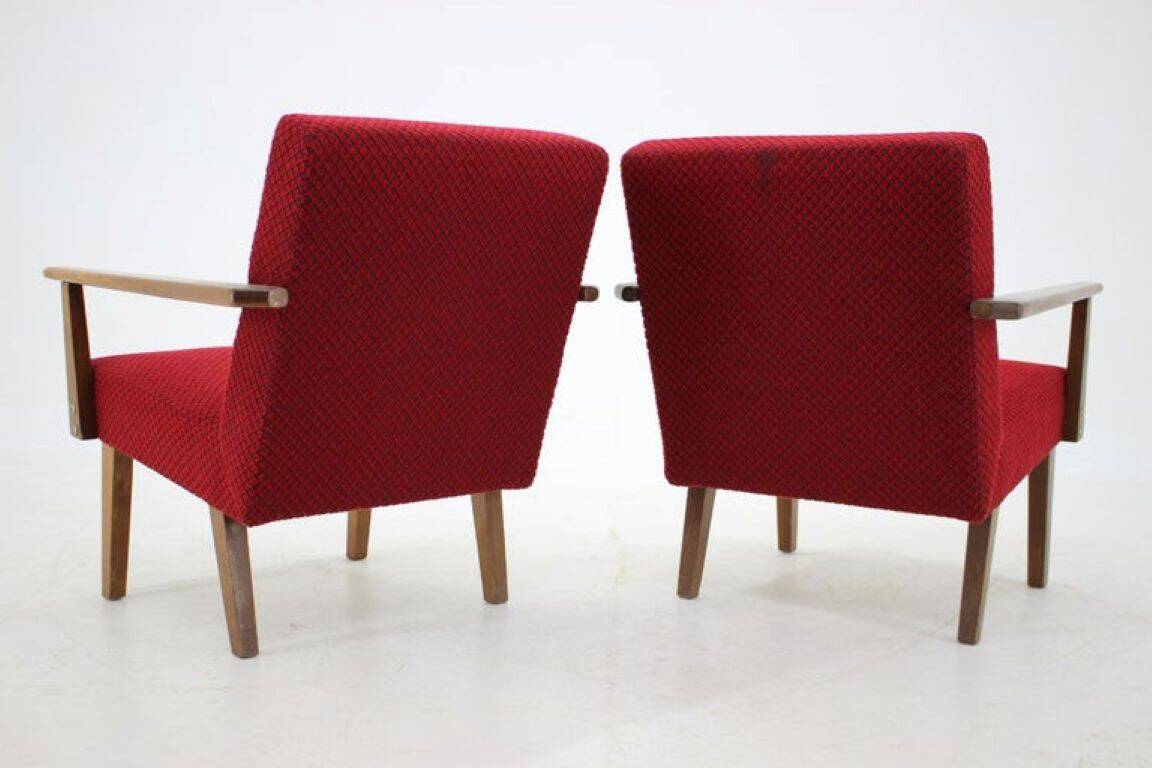 Pair of 1960s Mid-Century Modern Beech Armchairs from Czechoslovakia