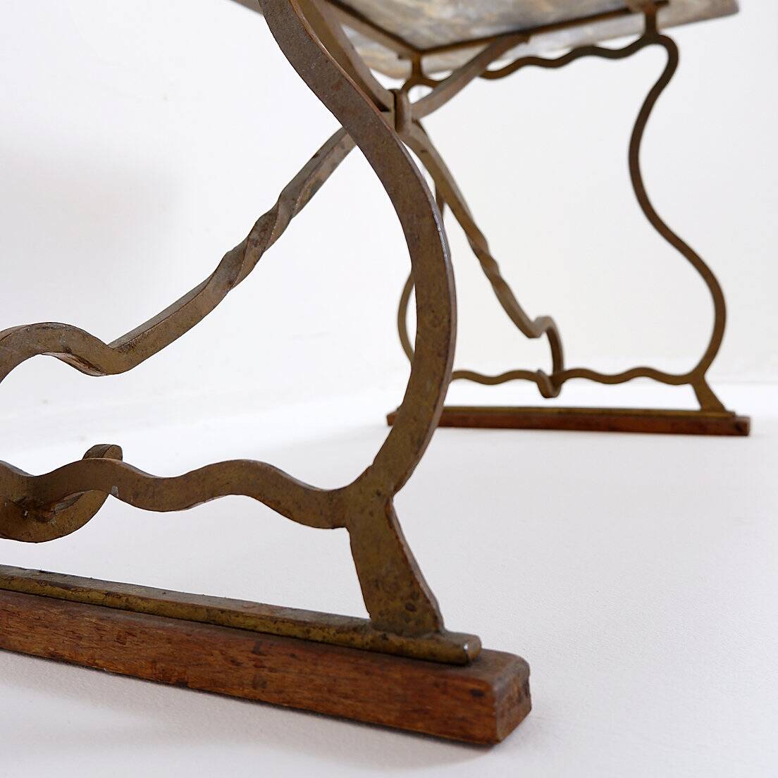 Wrought iron and marble coffee table