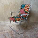 Fauteuil de camping pliable, motif fleurs multicolor