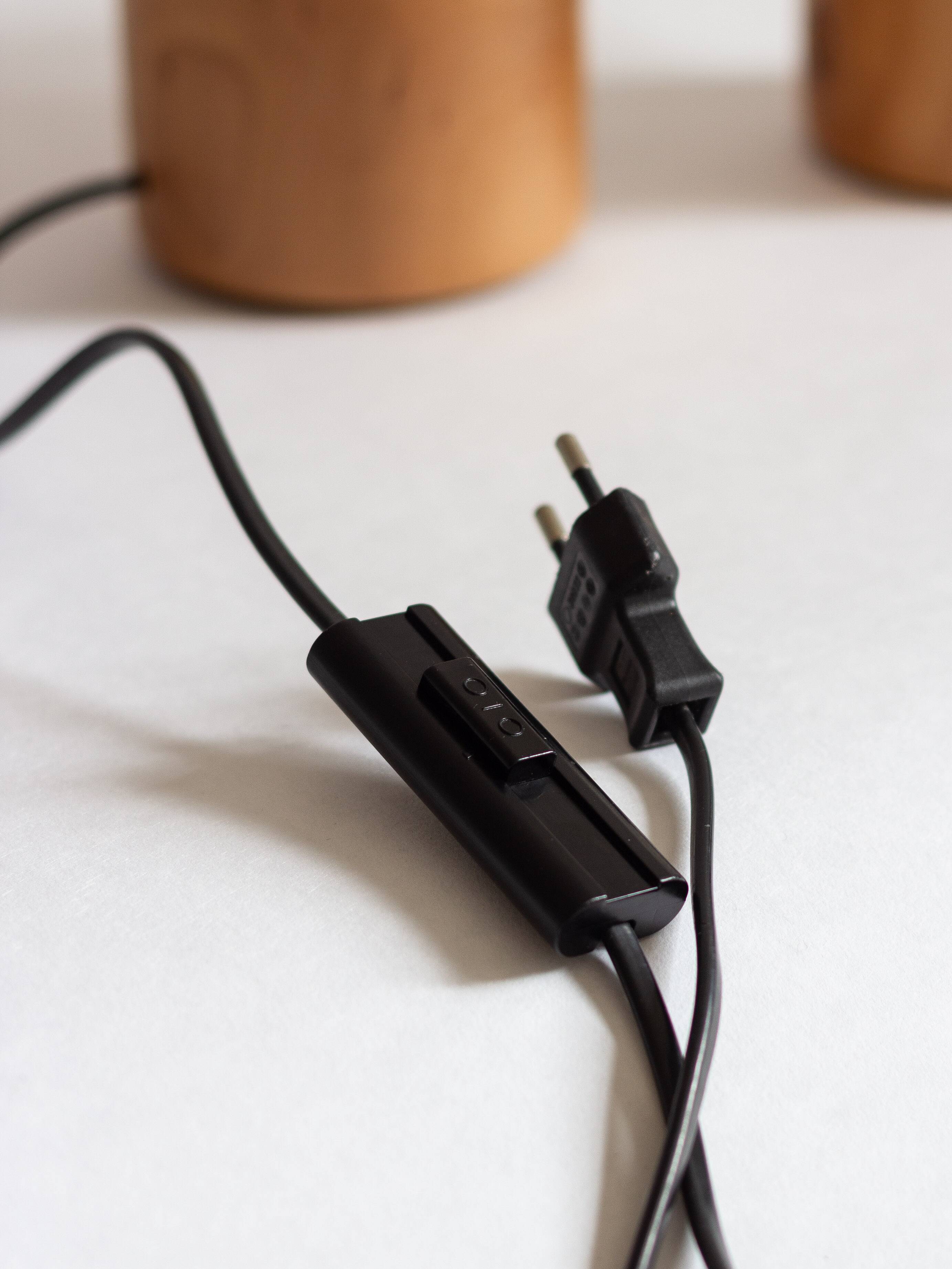 Pair of light wood table or bedside lamp bases, 1970s