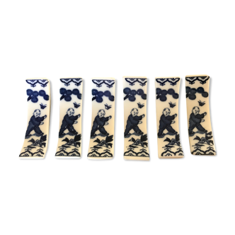 Set of 6 knife holders in asian porcelain