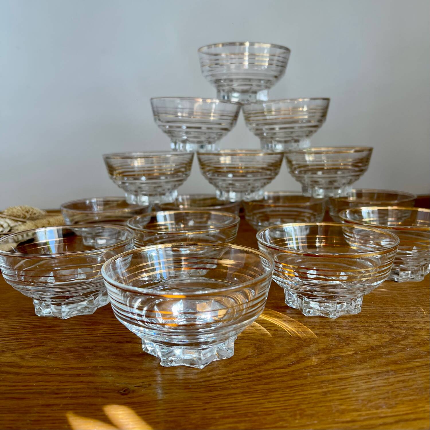 Set of 15 champagne glasses from Verrerie de la Chapelle St Mesmin