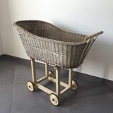 Wicker pram on wheels