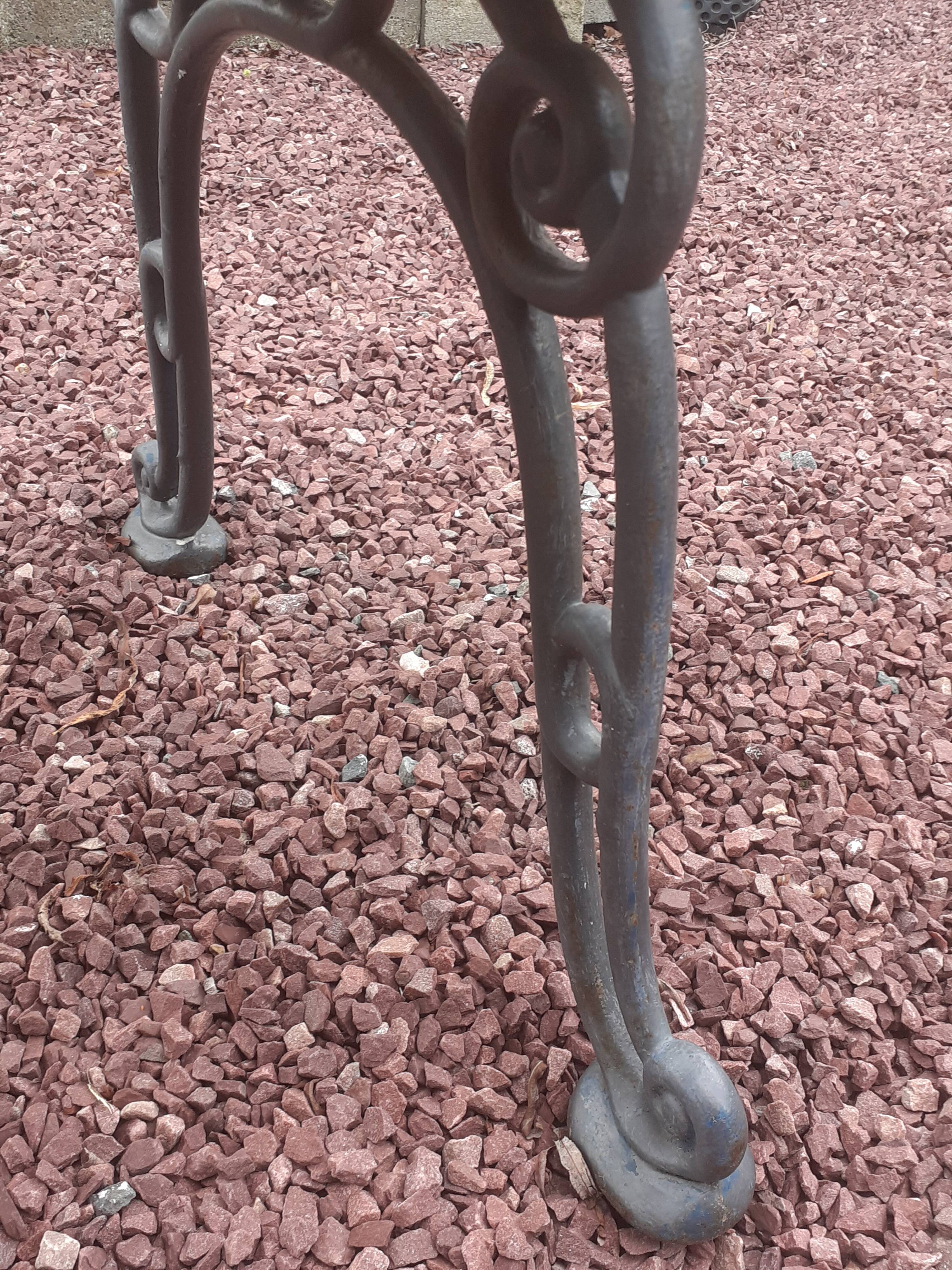 Garden bench with old cast-cast-or-cast-or-cast foot