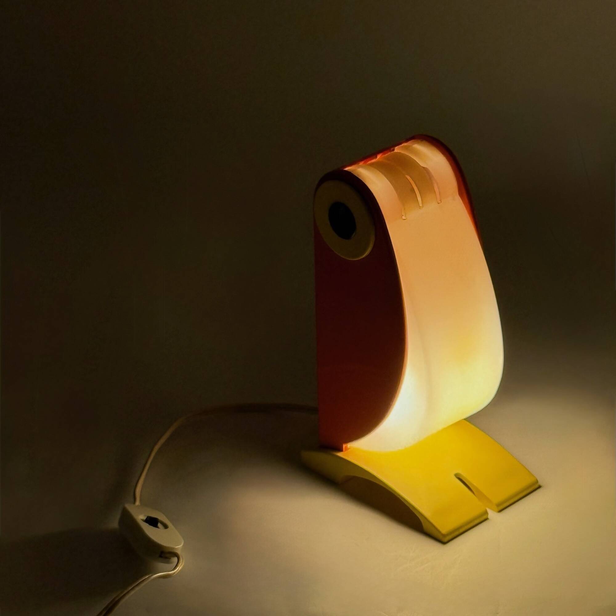 Playful 1970s Italian Toucan Light in Red and Yellow by Enea Ferrari