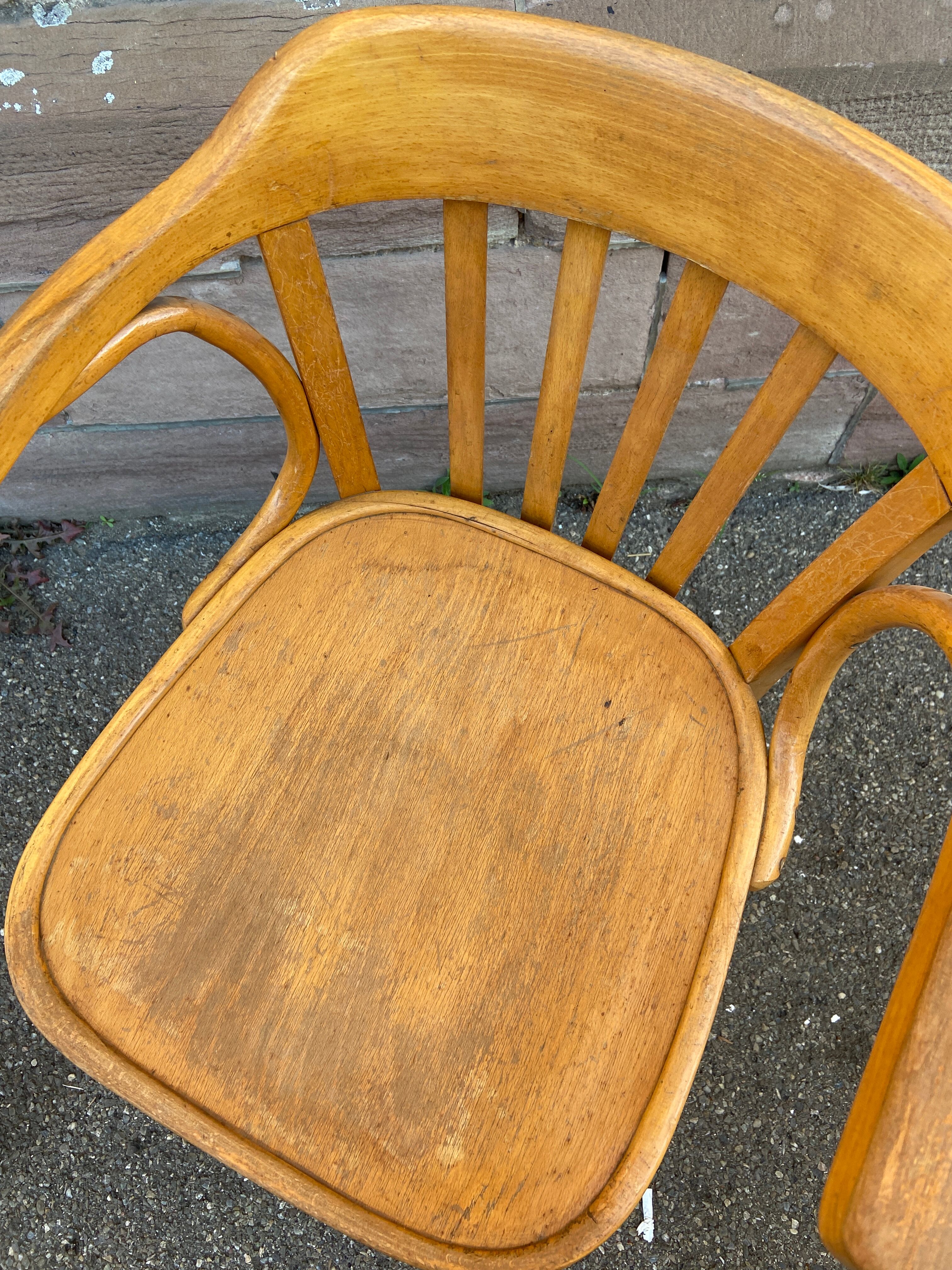 American office style armchair Viennese curved wood FISCHEL THONET 1950