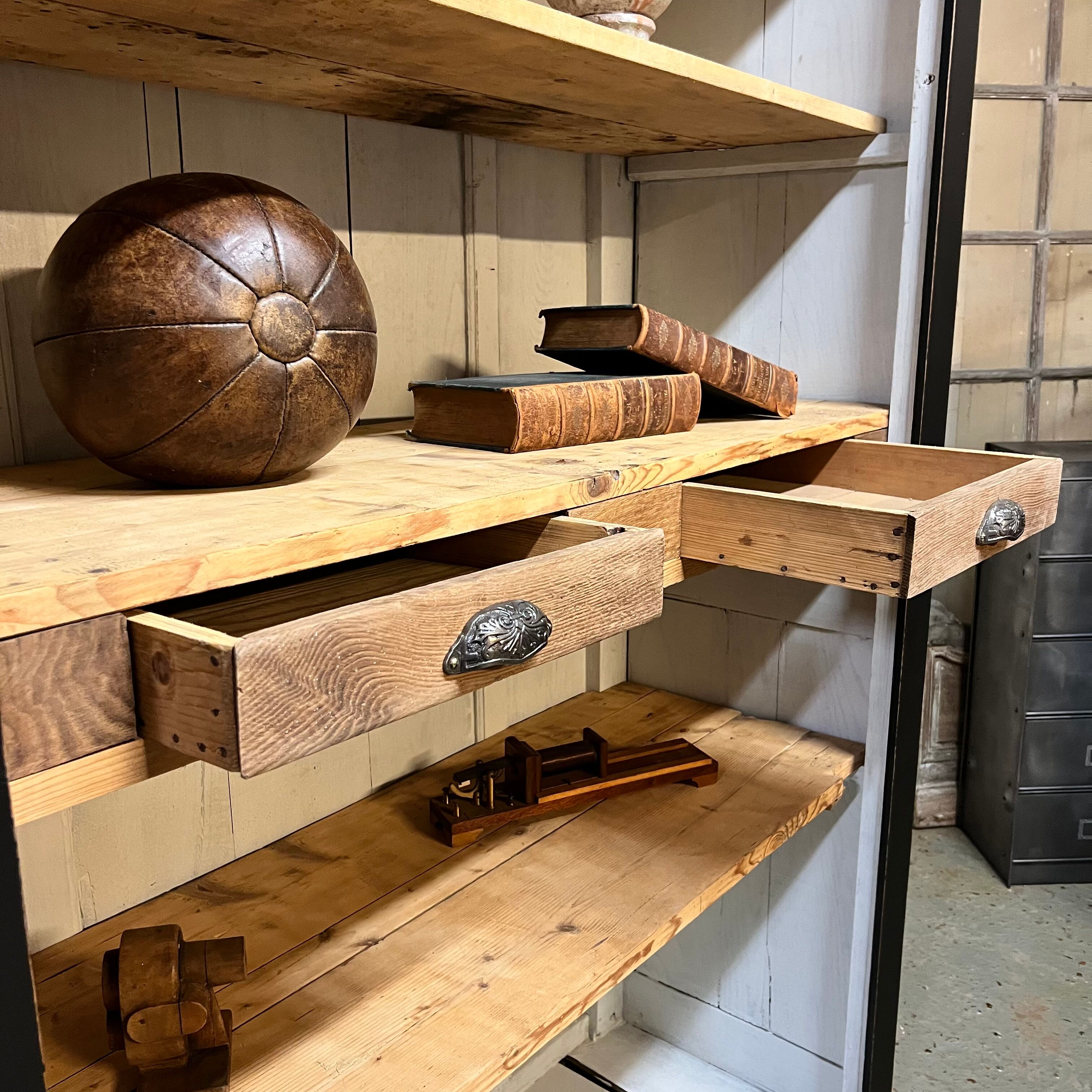Patinated chestnut cabinet bookcase