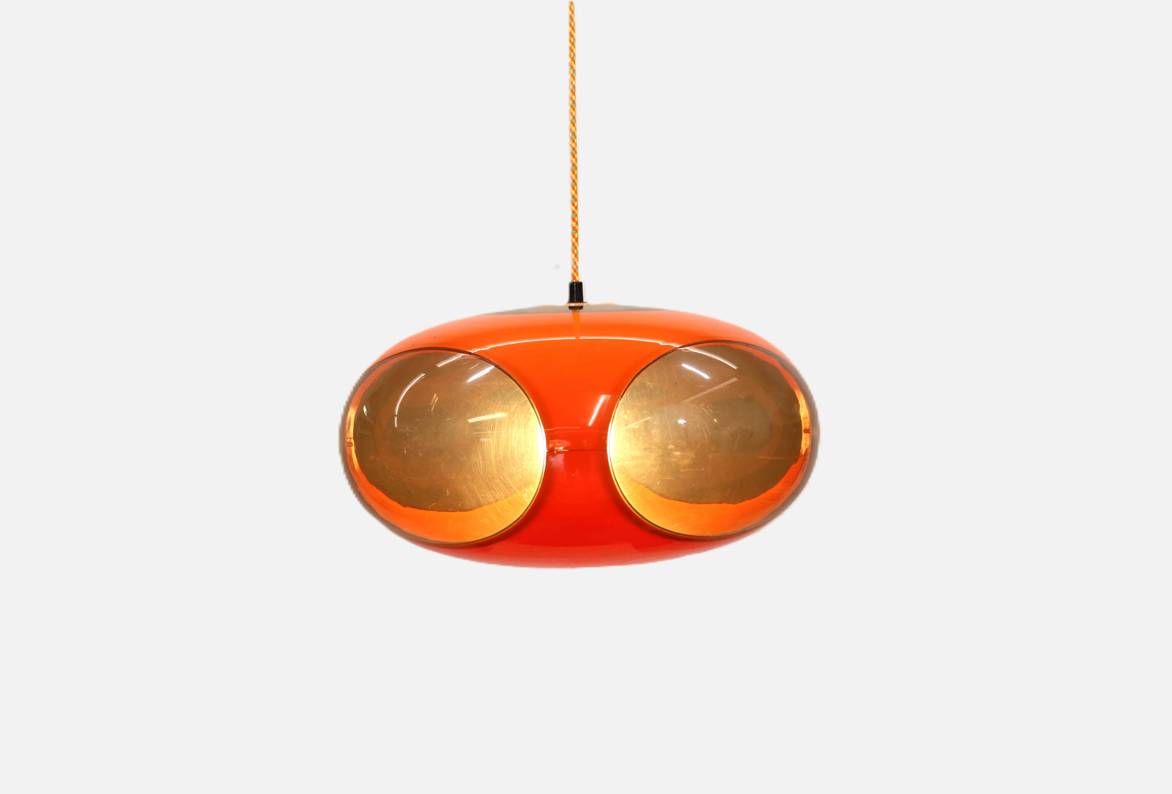Massive Belgium Space Age UFO Lamp, Orange Mid-Century Modern Lighting