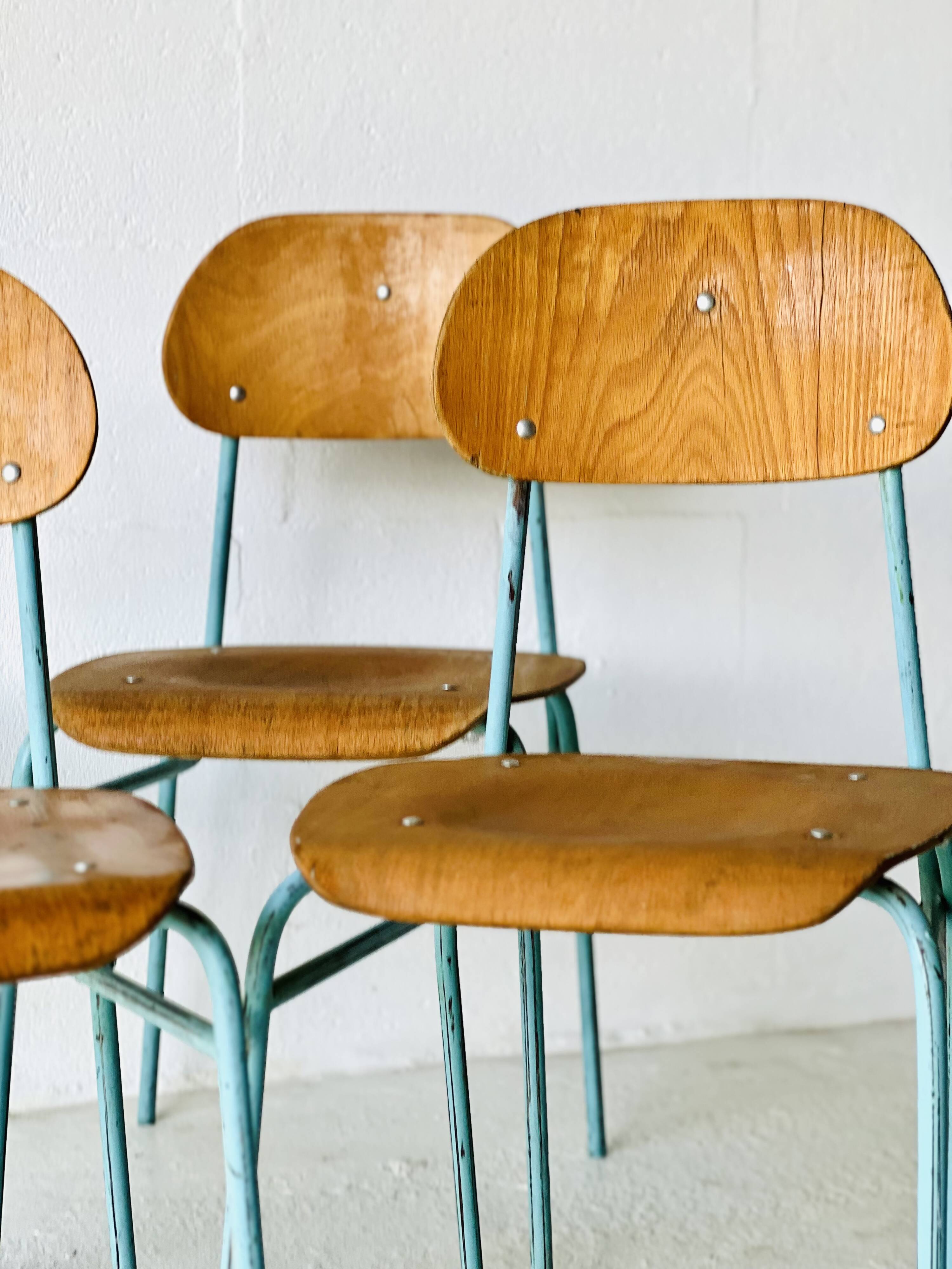 Industrial School Chairs, set of 4