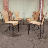Chaises fer forgé rotin vintage