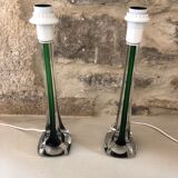 Paire de pied de lampe en verre Paul Kedelv pour Flygsfors 1950