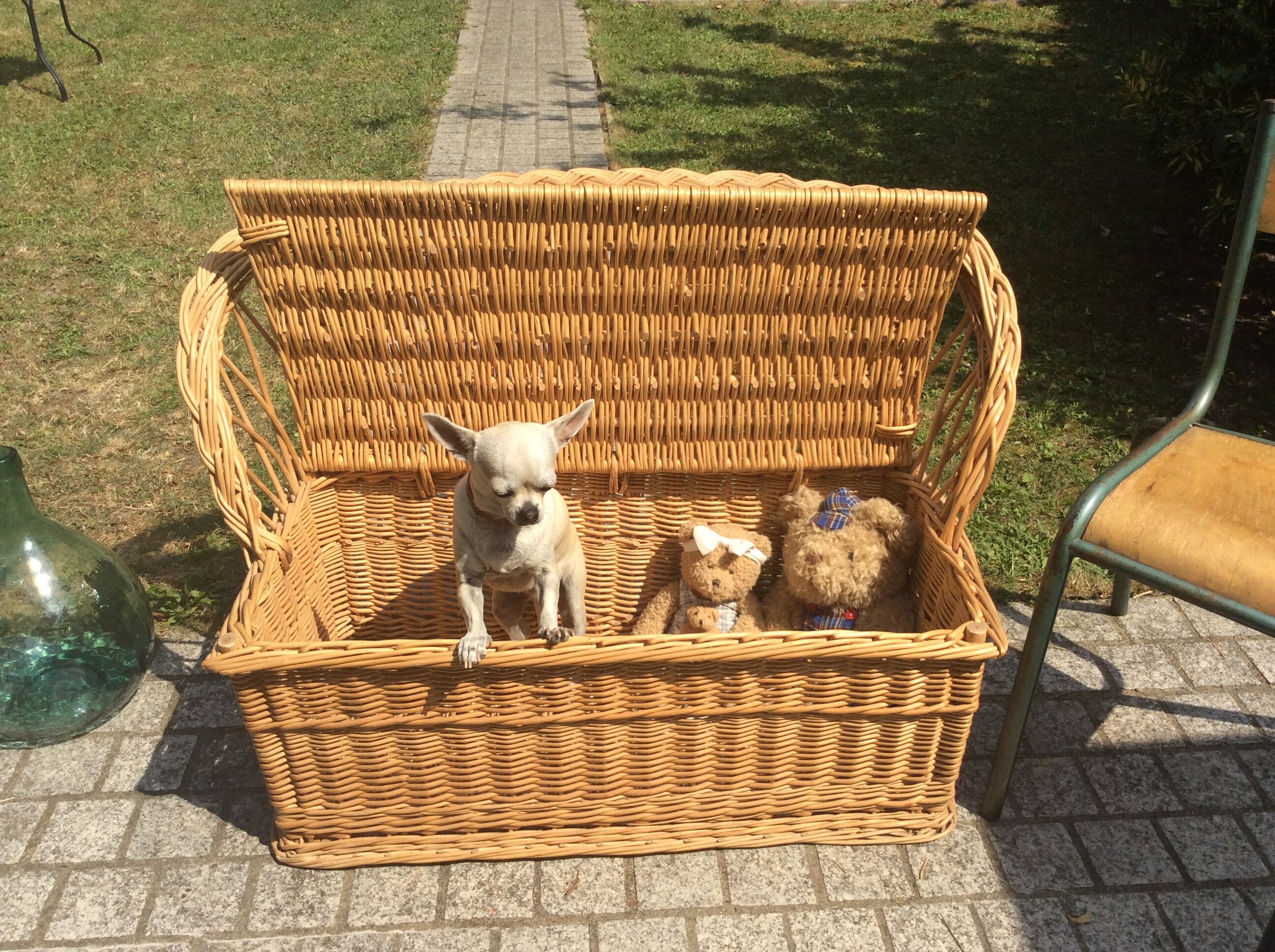 Toy box bench vintage rattan