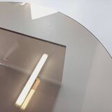 Vintage round coffee table in glass and plexiglass, Space Age style from the 70s.