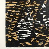 Jan peter thorbecke, mädchen am stand, 2002. woodcut signed in pencil