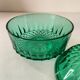 Vintage Arcoroc mint green cut glass sugar bowl or sweet jar