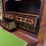 Curved secretary and inlaid with floral branches in Louis XV style