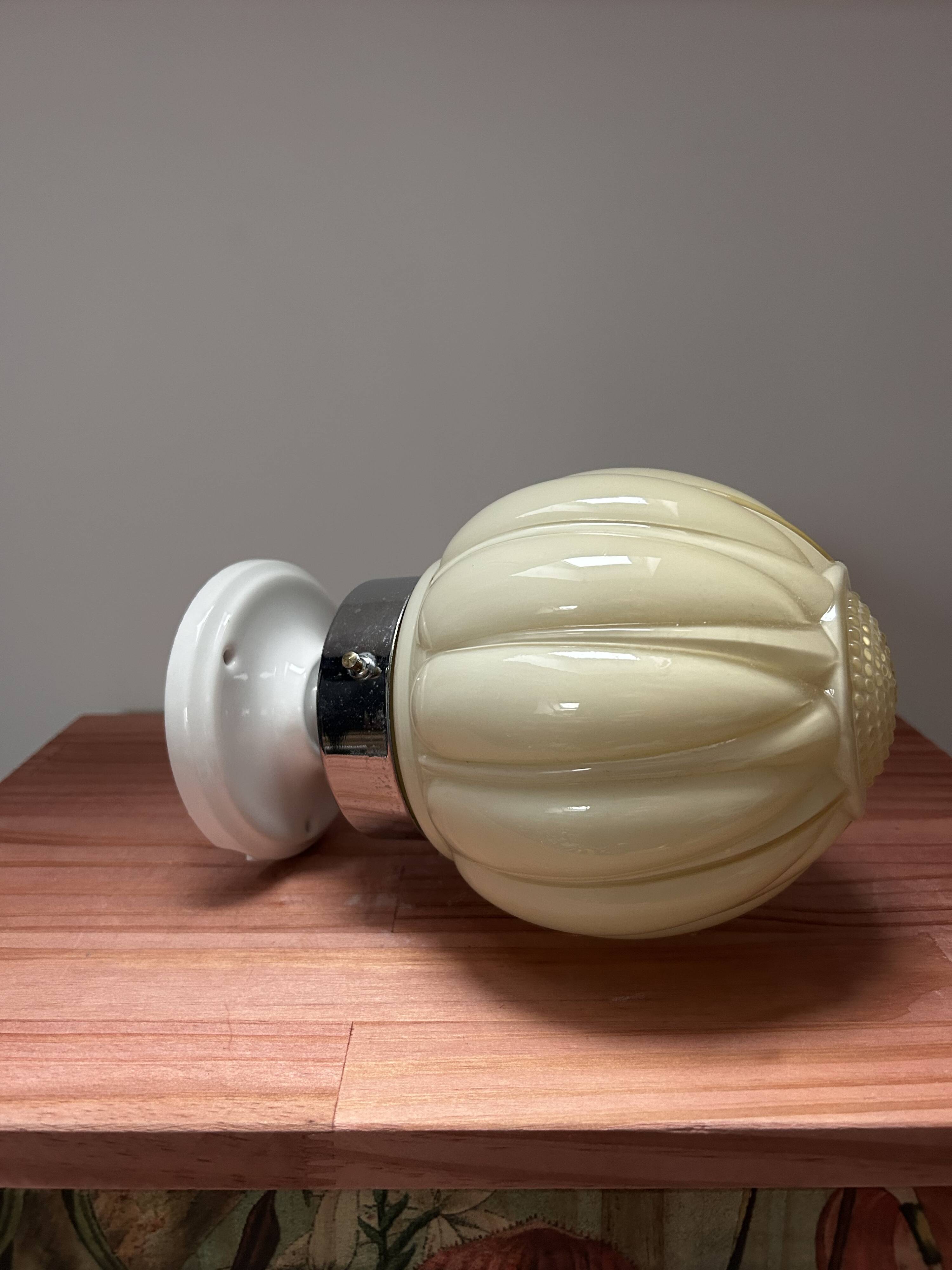 Set of three Thabur globe wall lights in pastel opaline