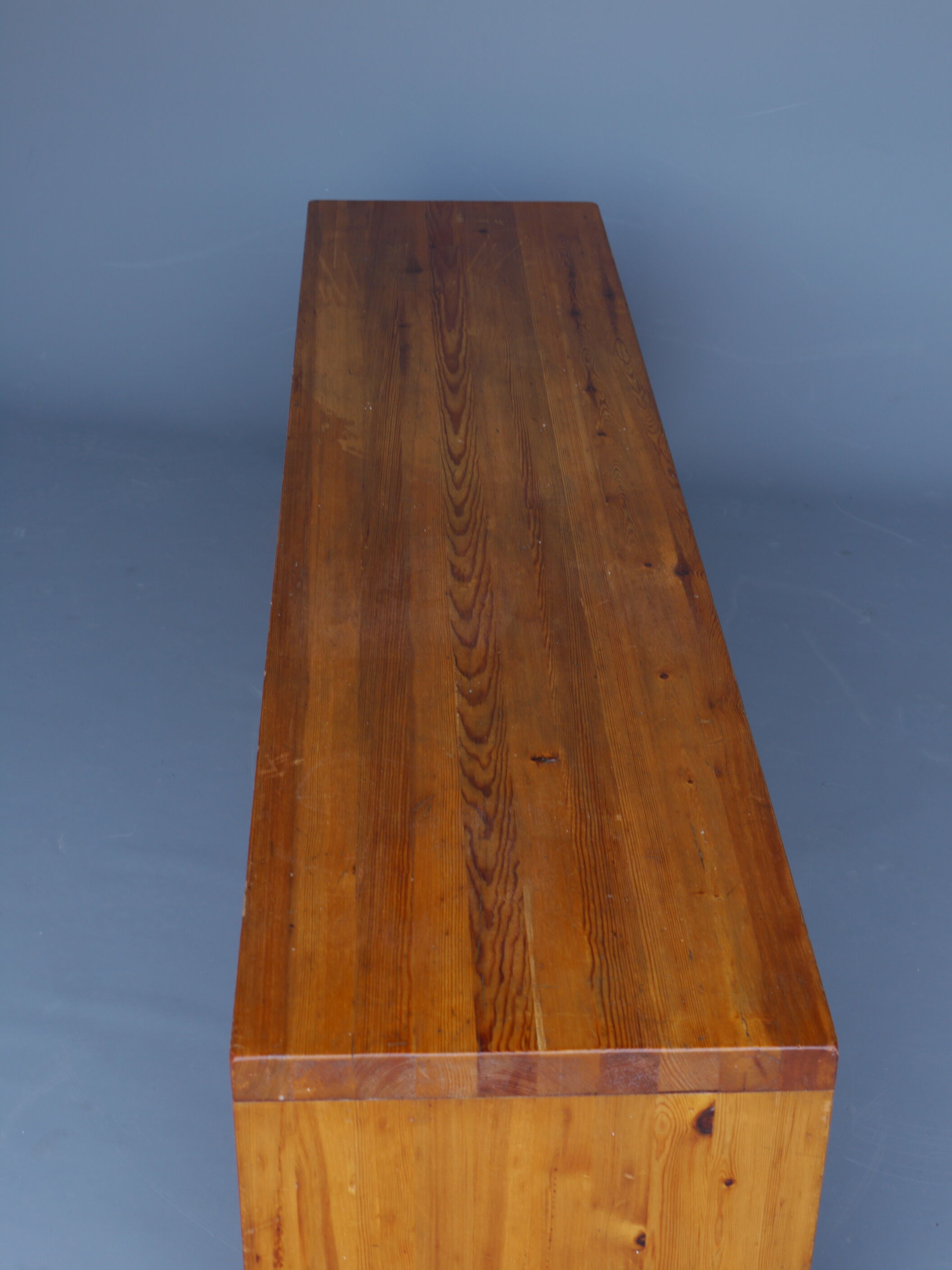 Vintage Scandinavian long pine bench. 1960s