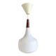 Scandinavian pendant light in opaline and teak - vintage 1960