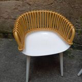 4 chaises, petits fauteuils, Cyborg club de Magis, désigner Marcel Wanders, polycarbonate et osier